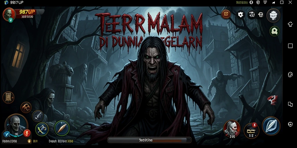 Screenshot gameplay menampilkan suasana menakutkan di 987UP.