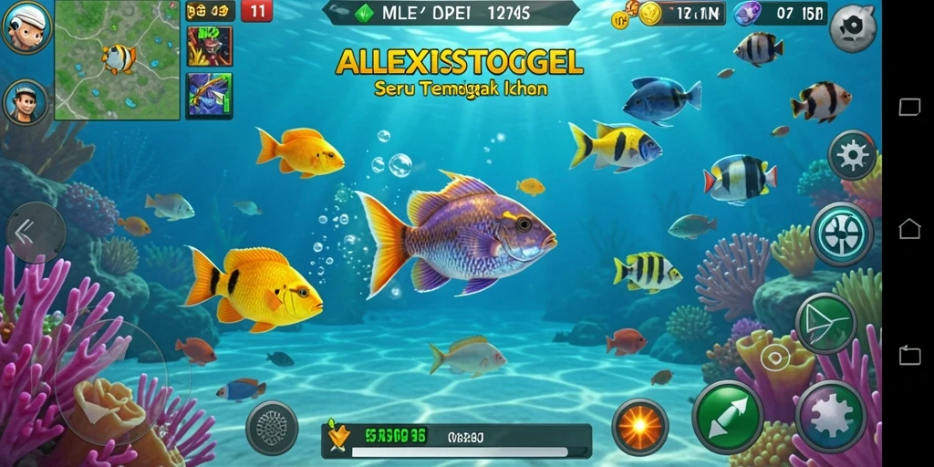 Screenshot gameplay ALEXISTOGEL menampilkan aksi menembak ikan yang seru.