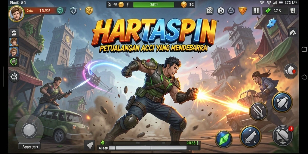 Screenshot HARTASPIN menampilkan aksi gameplay yang eksplosif dan mendebarkan.