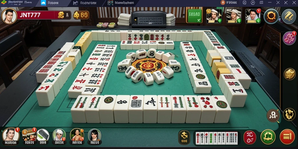 Tampilan gameplay menarik dari JNT777 yang penuh aksi Mahjong.