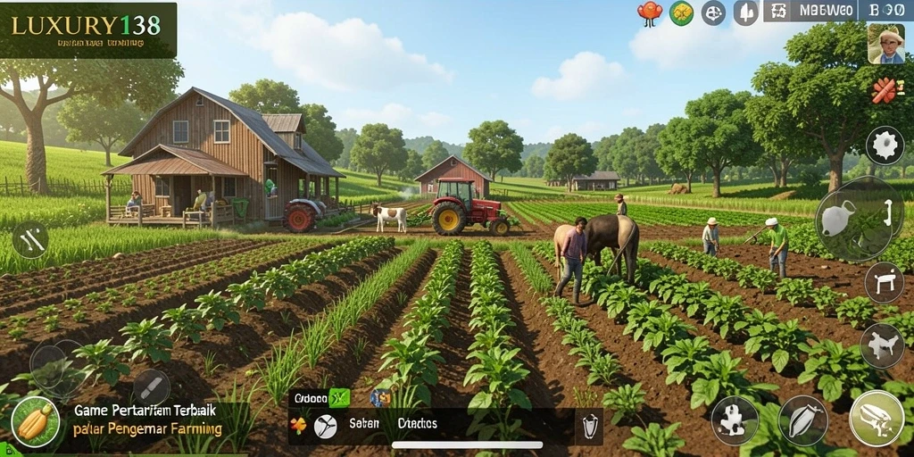 Tampilan gameplay LUXURY138 dengan aktivitas pertanian yang menyenangkan.