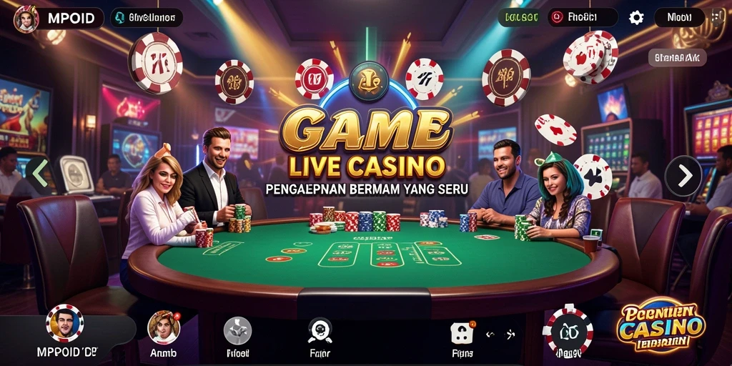 Screenshot gameplay MPOID yang menampilkan dealer live dan suasana kasino.