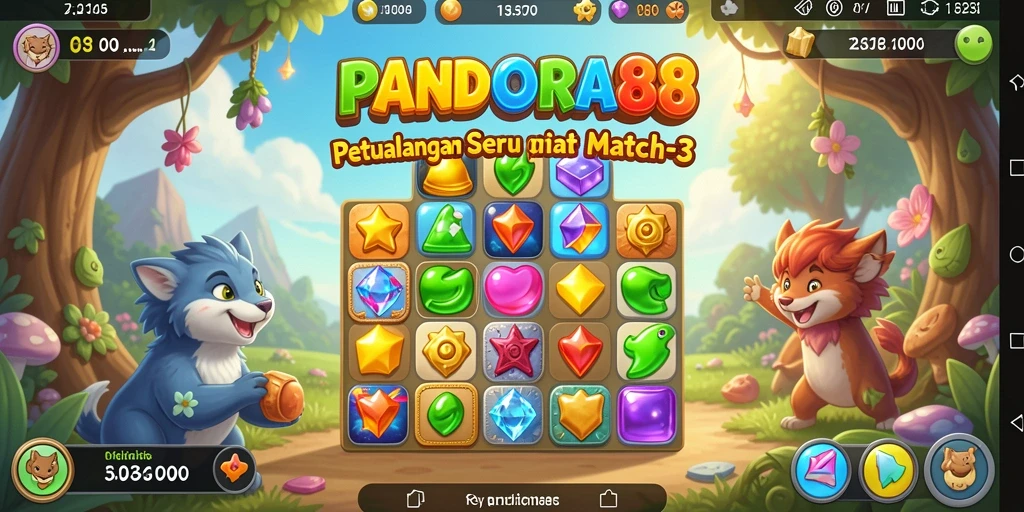 Tampilan menarik dari gameplay seru PANDORA88 di Match-3.