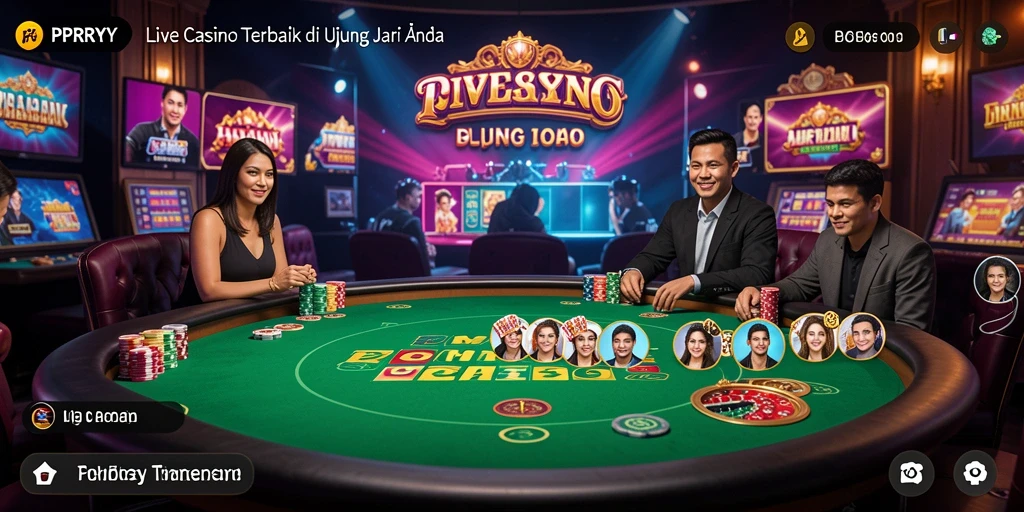 Screenshot gameplay PPRRYY yang menampilkan dealer live dan pemain aktif.