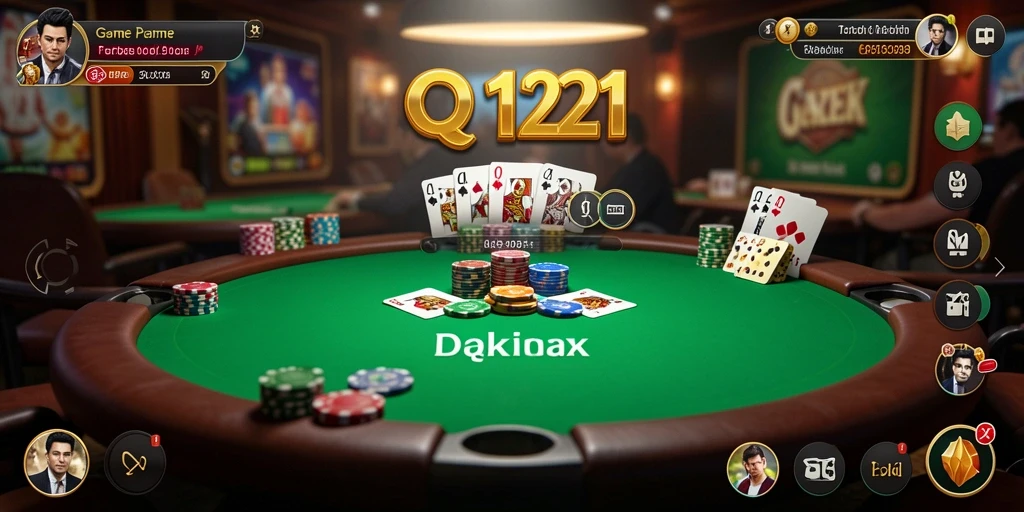 Tampilan gameplay seru dalam QQ1221 yang menantang para pemain Poker.