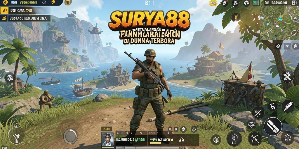 Tangkapan layar gameplay SURYA88 menunjukkan eksplorasi dunia terbuka yang luas dan menarik.