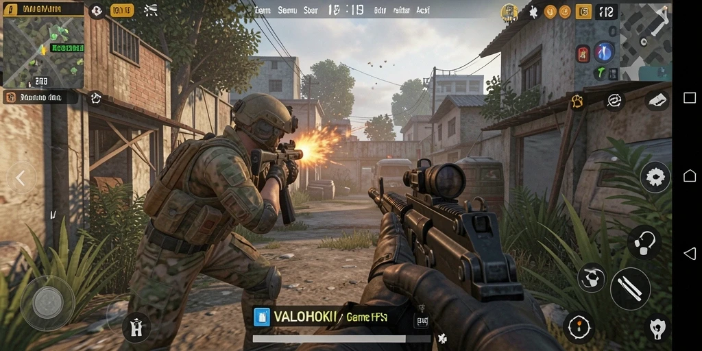 Tangkapan layar gameplay VALOHOKI menampilkan aksi menembak intens.